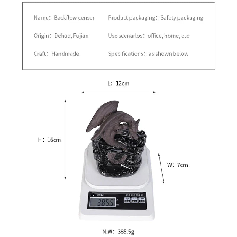 Dracarys Ceramic Incense Holder | Backflow Design with Dragon | Vintage Decor | For Meditation & Aromatherapy