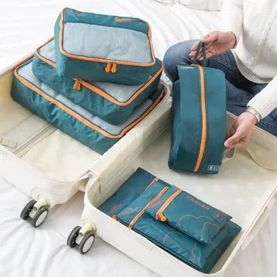 Packavio Travel Organizer Set 7-piece | Suitcase Bags for Clothes & Shoes | Space-saving & Water-repellent