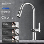 Pull-out Kitchen Faucet with Digital Display and Swivel Spout