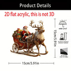 Acrylic Christmas Reindeer Sleigh Decoration with Santa Claus, 2D Design