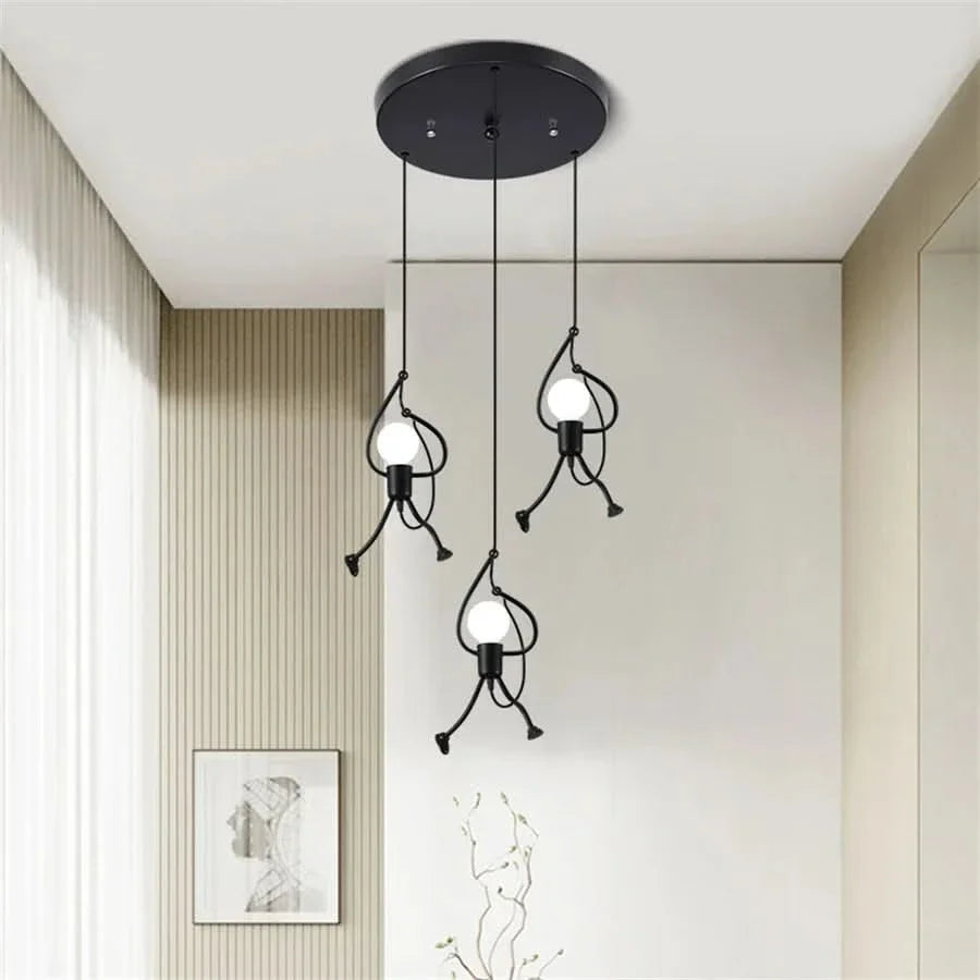 Cheerful Doll-Shaped Adjustable Pendant Light