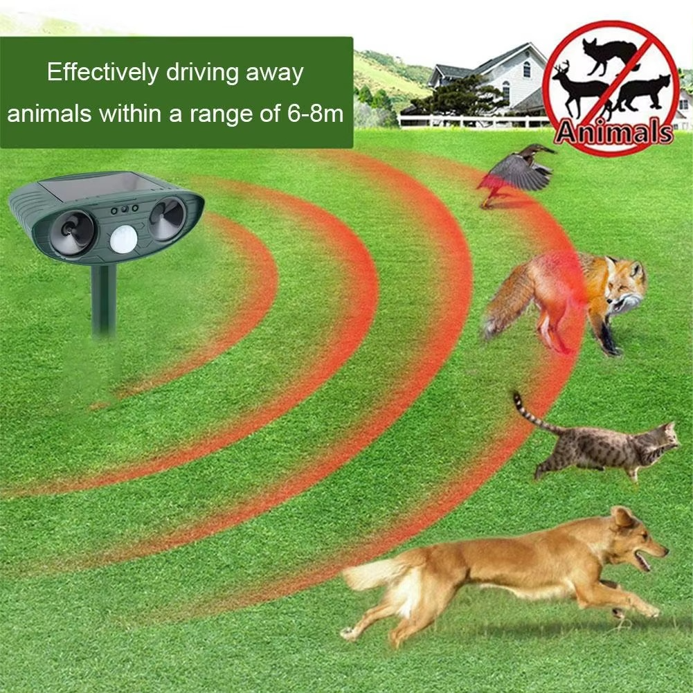 Solar-Powered Ultrasonic Animal Repellent for Gardens and Yards