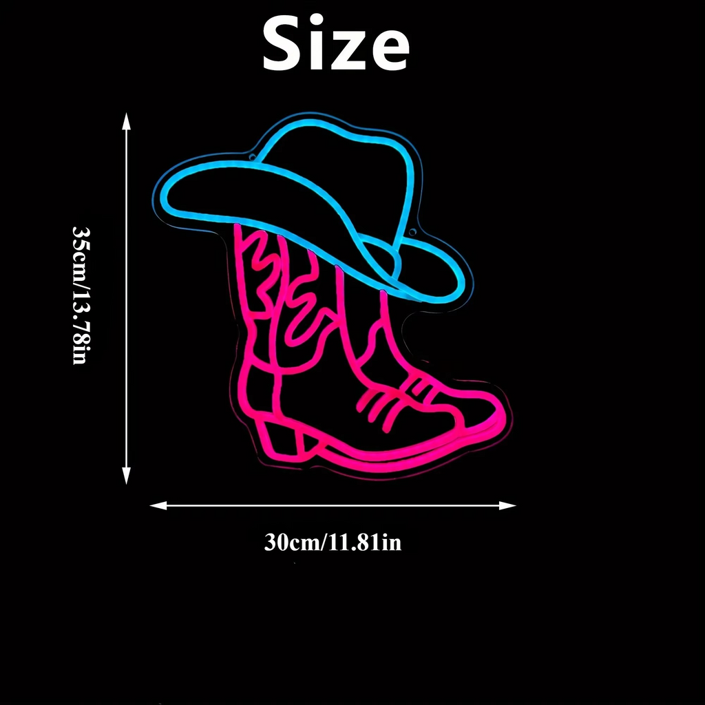 USB-Powered Cowboy Boots Neon Sign for Western Decor