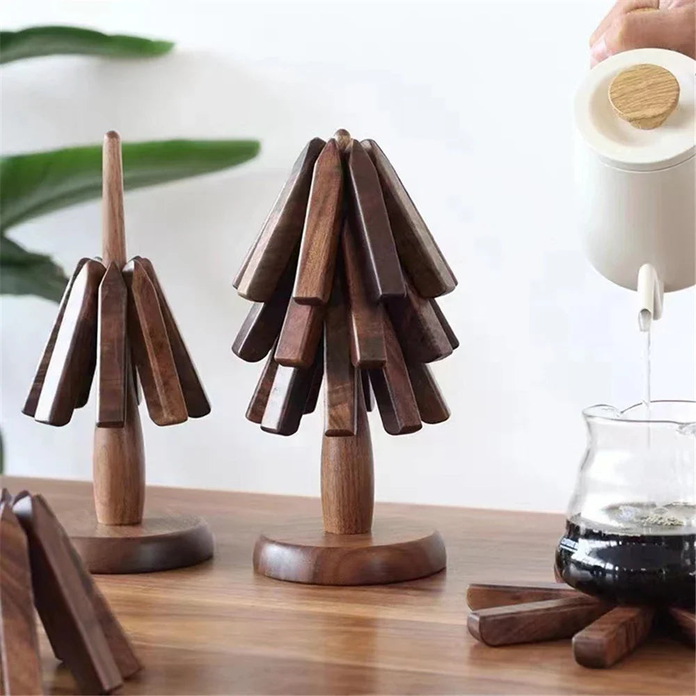 Walnut Coaster Set - Protect your surfaces with tree-shaped coasters