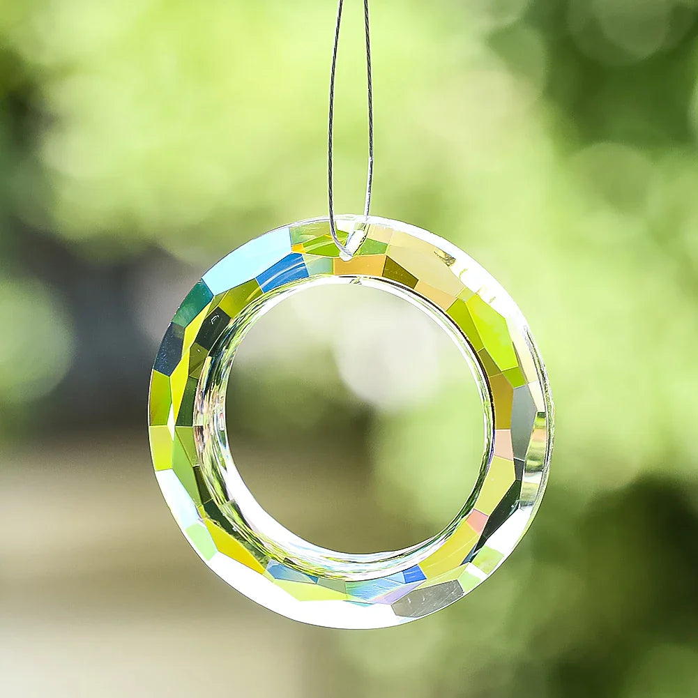 Crystal Suncatcher LumiRing 50 | Ø 50 cm | Glass Prism for Windows, Garden & Decor | Rainbow Catcher for Light Plays