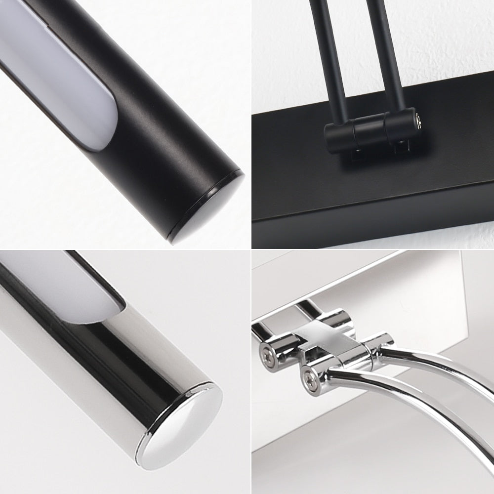 80-100cm LED wall lamp - Modern black/silver wall light for the bathroom, internally mounted picture light