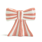 Classic Striped Bow Ceramic Candle Holder