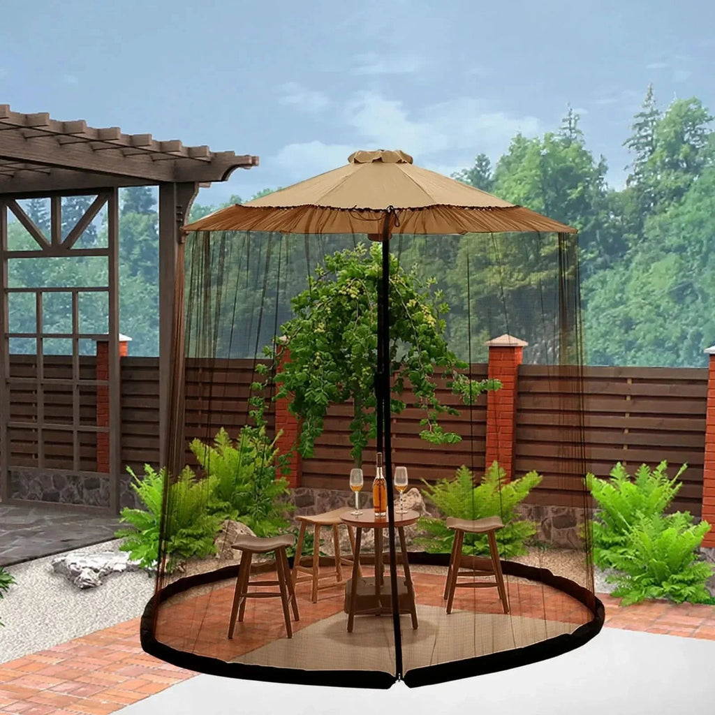Mosquito net for sun umbrellas up to 4 m – Adjustable & with zipper