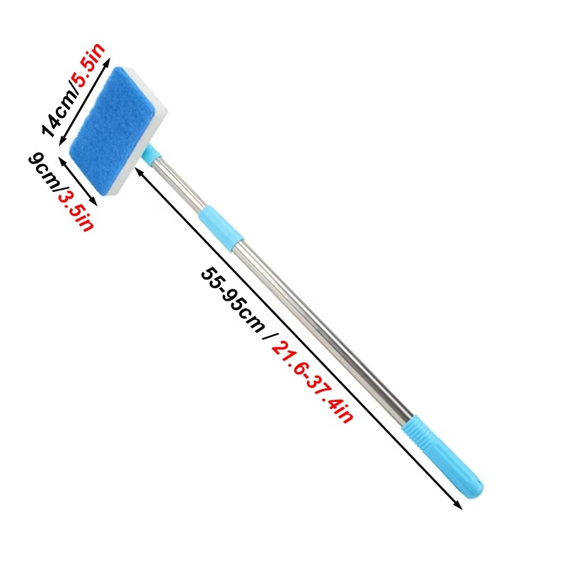 Extendable Aquarium Cleaner with 180° Adjustable Double-Sided Sponge