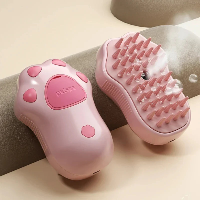 Cat Brush GroomiSoft 3in1 | Massage, Bath & Care Comb | Soft Silicone Brushes | In Pink or Brown