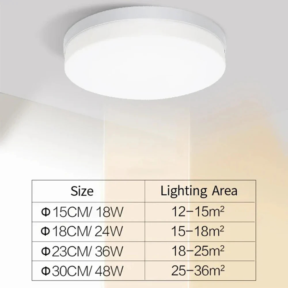 IRALAN Ultra-thin Round LED Ceiling Light - Versatile Lighting for Any Room, 18W to 48W Options