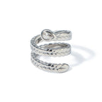 Triple Wrap Diamond Eye Leaf Textured Ring