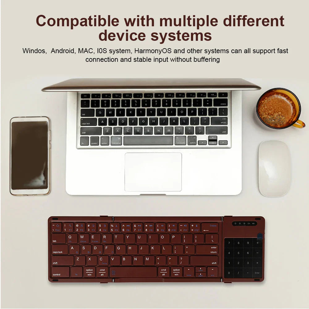 Wireless Portable Slim Smart Tri-Fold Bluetooth Keyboard