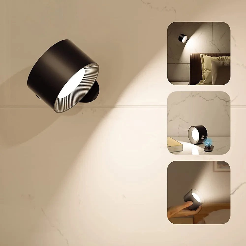 Spotlight Wireless Wall Lamp - 360° Rotation, Dimmable, Rechargeable Wall Light