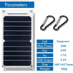 SolNova 30W Solar Panel | Ultralight & Waterproof | USB Connection for Phone & Power Bank | Outdoor & Camping