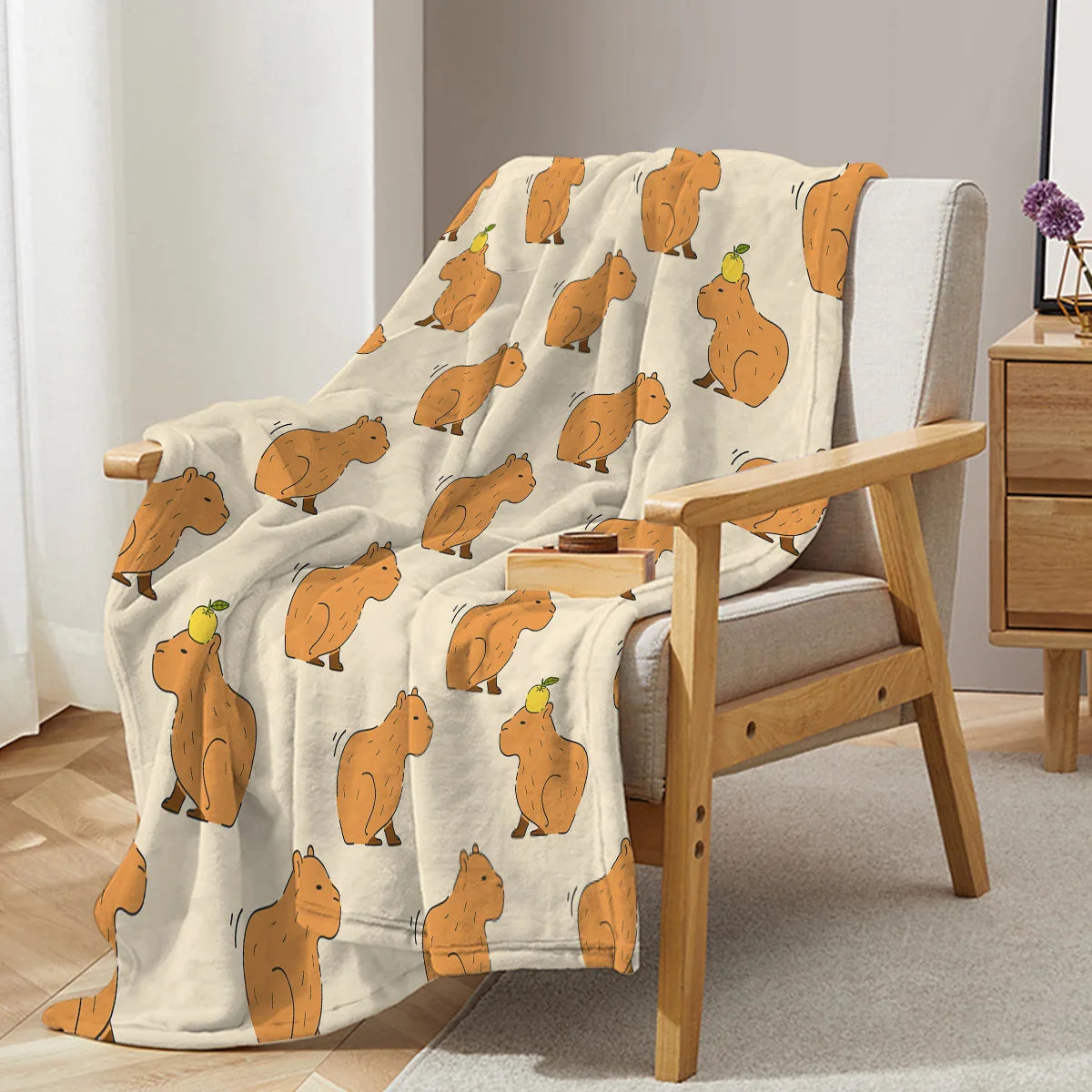 CapyLoom Cozy Blanket | Fluffy Capybara Cozy Blanket | Soft Flannel Fleece Throw Blanket | Sofa & Bed Cover in 3 Sizes