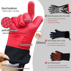 Griptermo Silicone Grill Gloves | Heat Resistant up to 260 °C | Non-Slip & Waterproof | With Cotton Lining