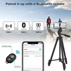 Universal Lightweight Tripod Stand with Bluetooth Remote for Smartphones and DSLRs