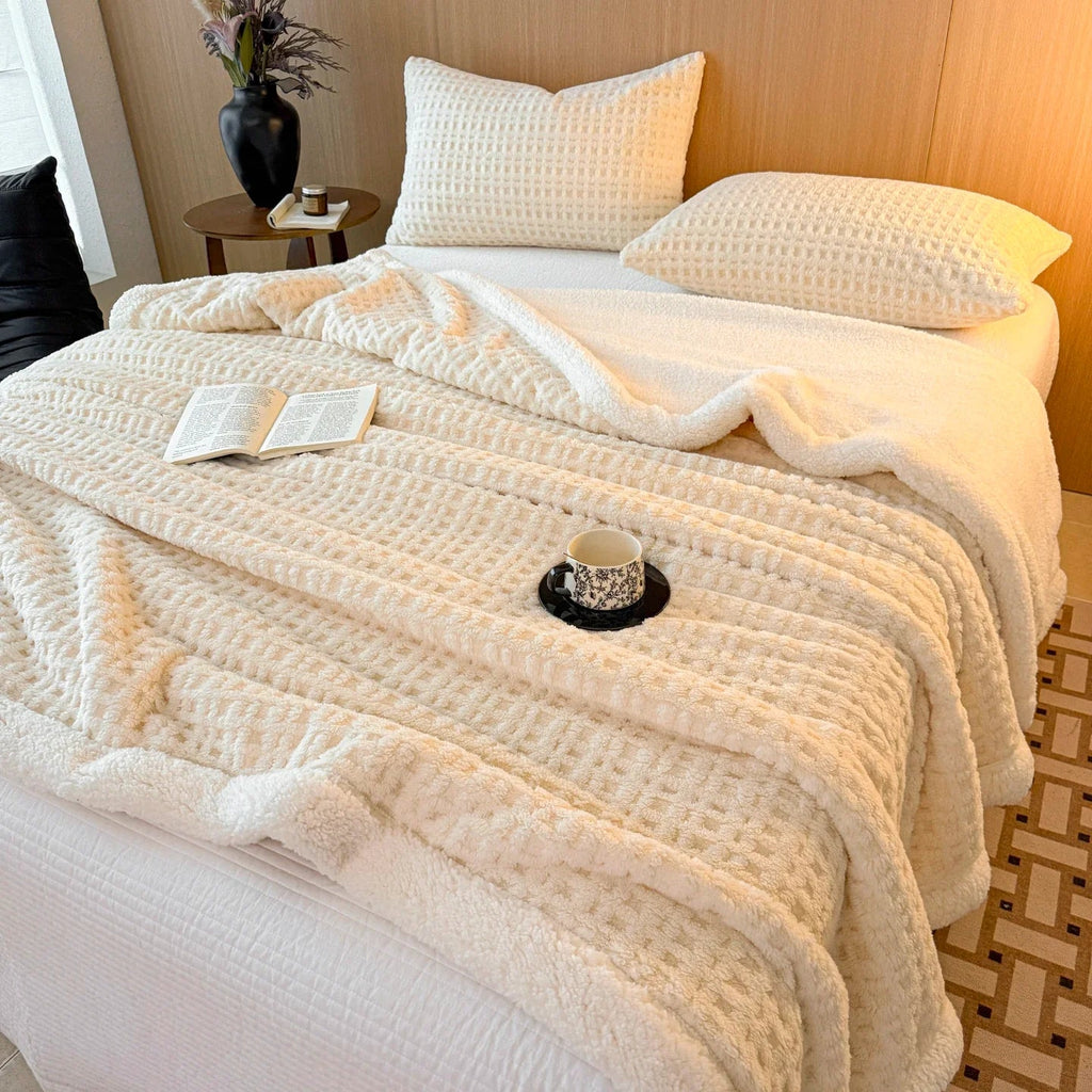 Winter Dream Blanket – Double Layer Fleece Blanket with Lambswool Look | Ultra Warm, Soft & Skin Friendly | For Sofa, Bed & Cold Winter Days