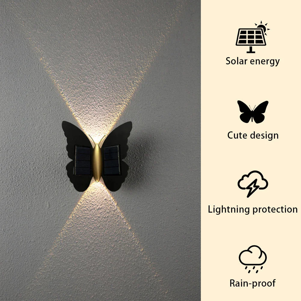 Lumora FlyGlow Solar Wall Light Butterfly | With Motion Sensor & Auto On/Off | IP65 Waterproof | For Garden & Entrance