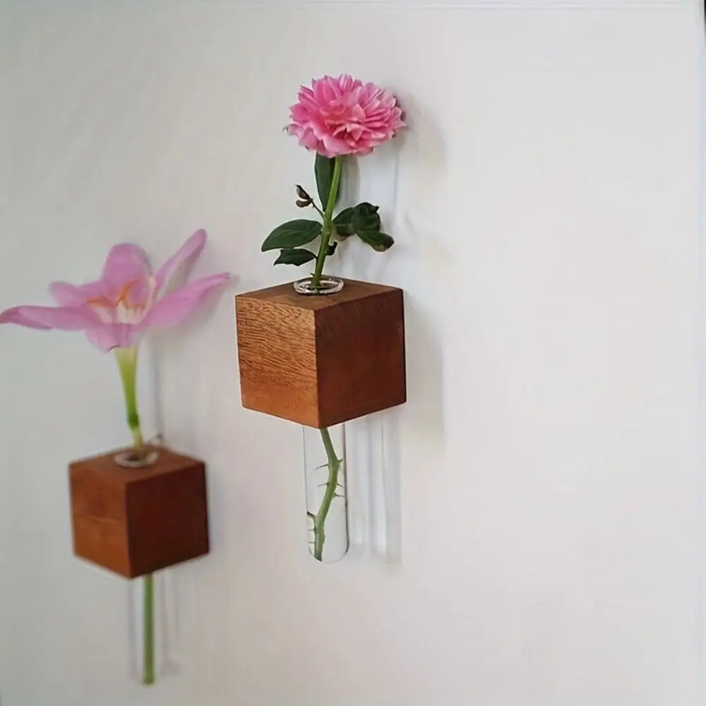 Wooden Magnetic Flower Tube Vase