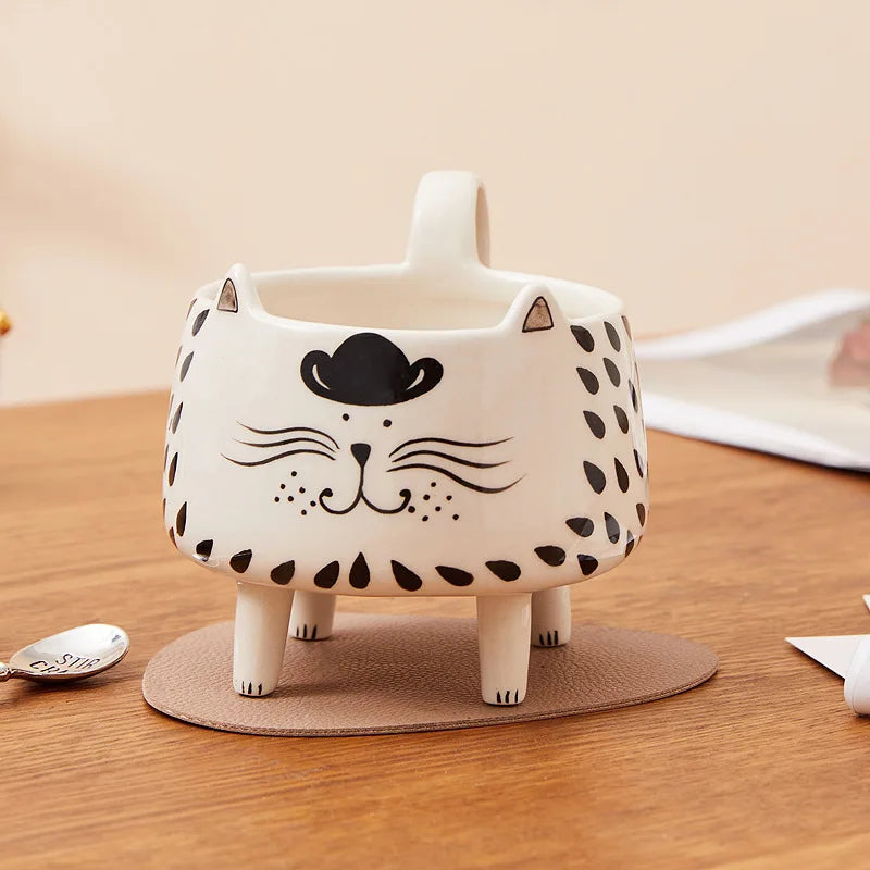 Happy Cat Long Legs Ceramic Mug