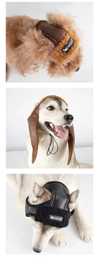 Winter pilot cap for pets warm and comfortable