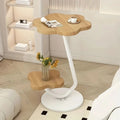 Cream-colored Flower-shaped Side Table with Double Storage Layers and Metal Frame