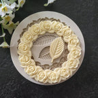 DekoMould Silicone Mold Rosette & Leaves | For Fondant, Chocolate & Sugar Paste | Finest Baking Decoration & Frame Designs