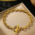 Classy Paperclip Circle Bar Clasp Bracelet