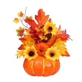 Autumn Magic | Decorative Pumpkin with Artificial Flowers | 25–30 cm | Autumn & Halloween Decor