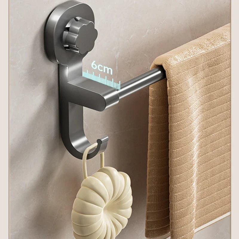 MagnaGrip Power Suction Cup Towel Holder – Black self-adhesive towel holder without drilling