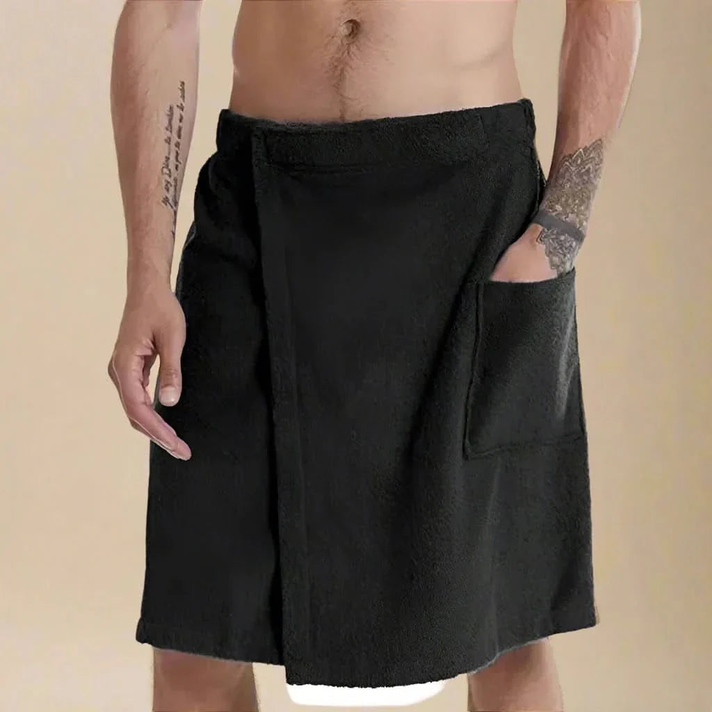 PORTABLE BATH TOWEL ROBE – Soft & versatile bath towel with pockets for sauna, beach & fitness