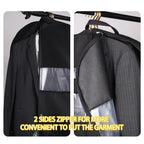 Travel Dresses Garment Bag for Travel | Double-Sided Zipper & XXL Pockets | Breathable & Transparent | 43 inch Hanging Suit Organizer