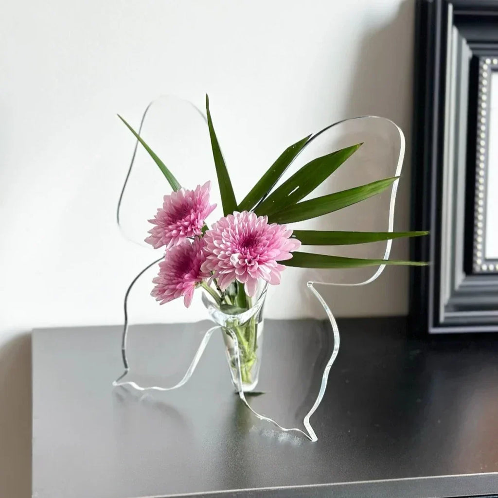 Artistic Butterfly Clear Flower Vase