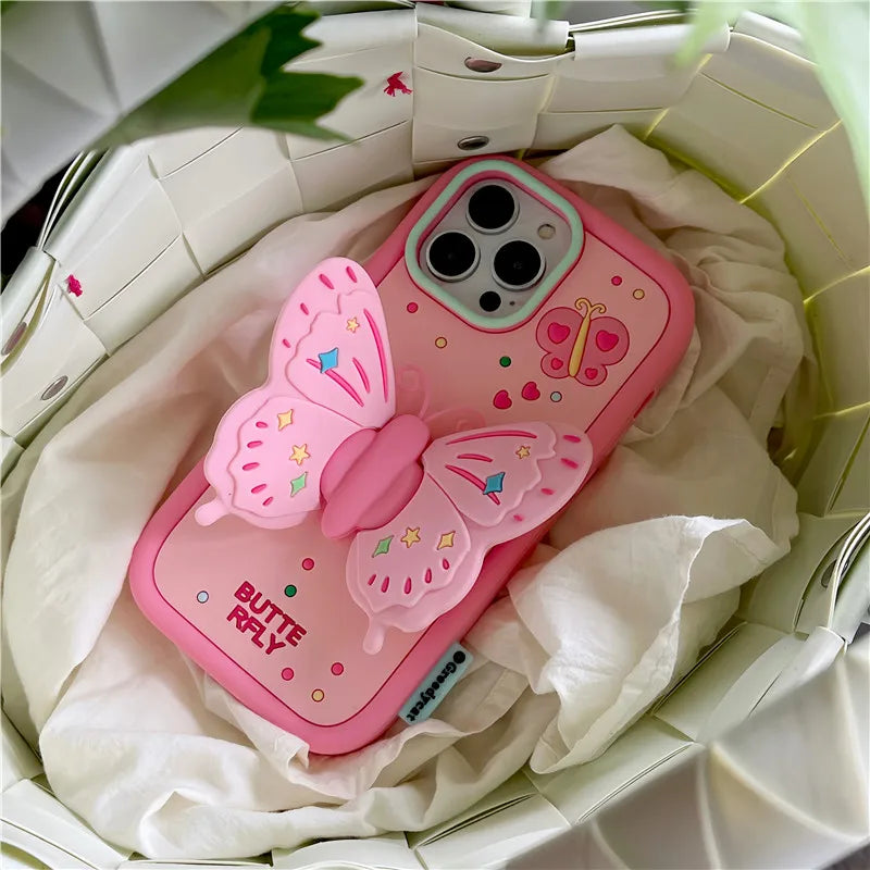 Lovely 3D Folded Butterfly Shockproof iPhone Case