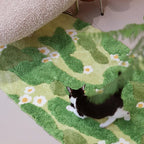 Long Tufting Moss Bedroom Rug