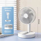 Breezio Folding Fan | 4 Speeds & Timer | Portable & USB | 90° Tilt