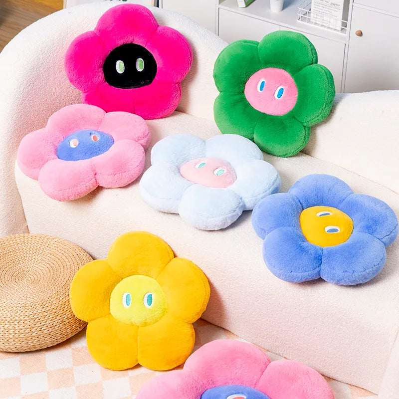 Fluffy Flower Cushion with Eyes