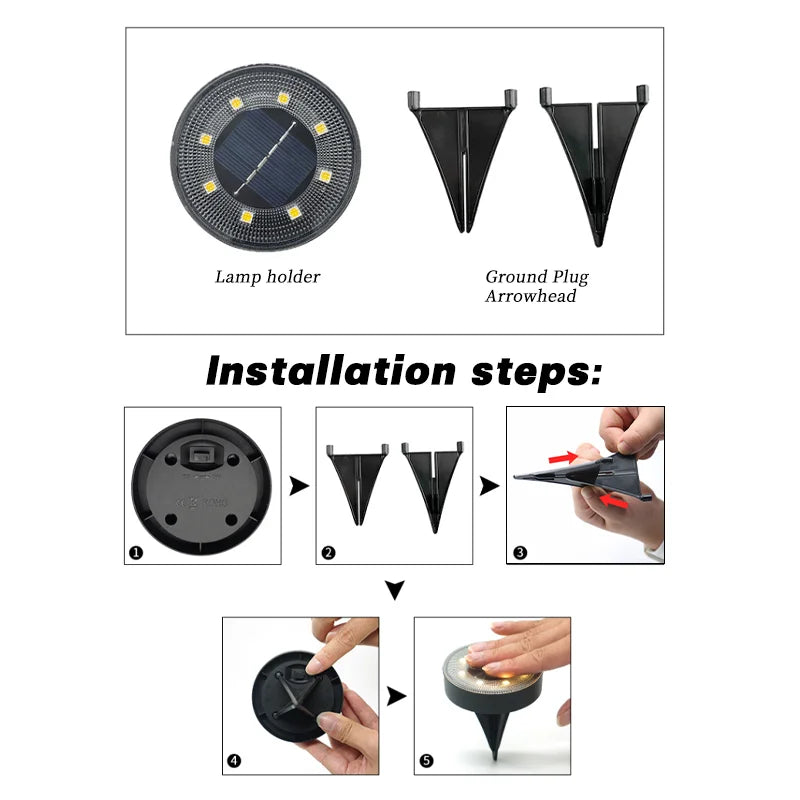 Terraluna Solar Ground Light LED | IP68 Waterproof | Automatic Light Control | For Garden, Path & Terrace