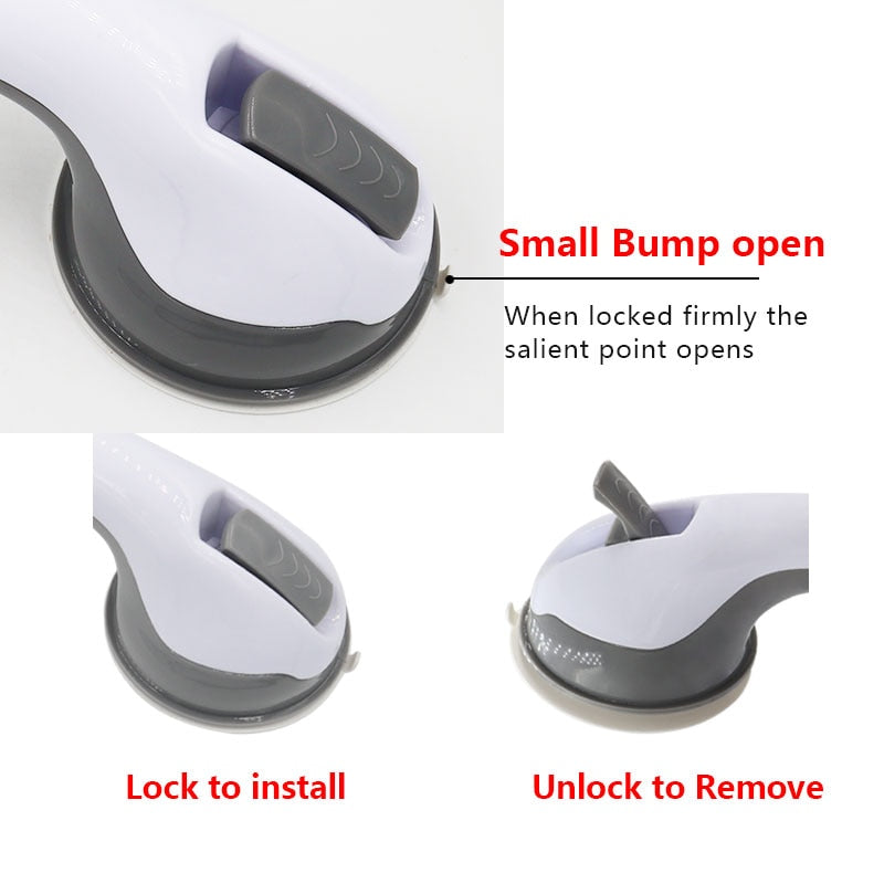 Safety handle with non-slip support and vacuum suction cup - Perfect for bathrooms and showers - Provides stability and support