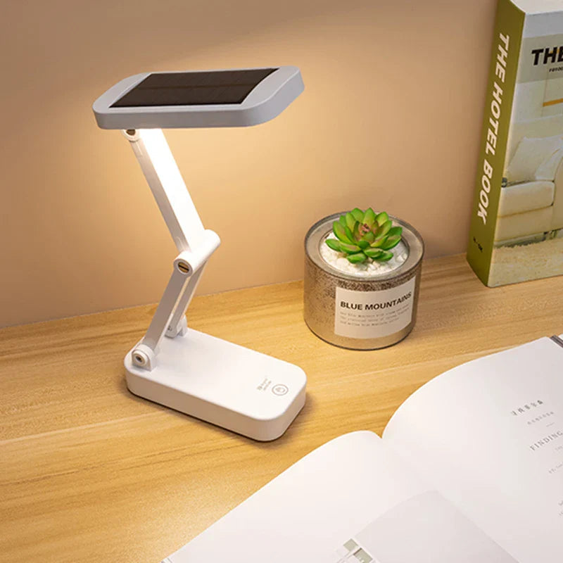 Solar LED Table Lamp | Foldable & Dimmable | USB Rechargeable | Eye-Friendly & Modern