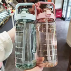 Large 68oz Sports Water Bottle with Straw and Time Marker for Gym and Outdoor Fitness