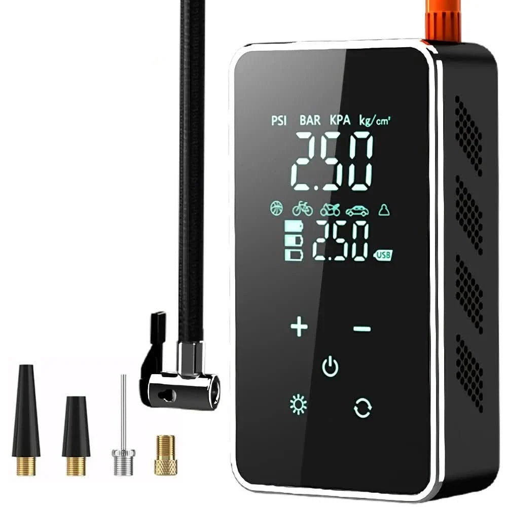 Portable wireless air pump with touchscreen & 150psi pressure