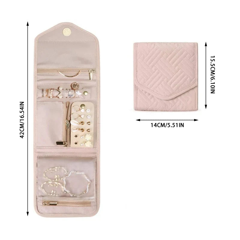 Jewelry bag Velmora Roll | Foldable & Space-saving | For Travel & Home | Velvet look in 3 colors
