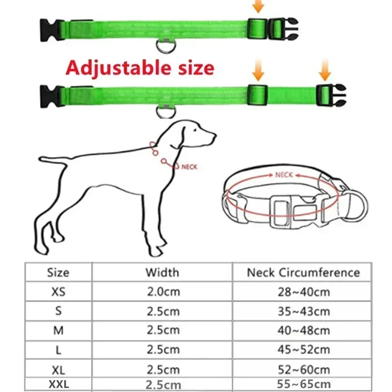 LUXPETS GlowSafe LED Dog Collar | Illuminated & Rechargeable | Adjustable & Waterproof | Anti-Loss at Night
