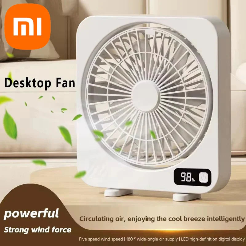 AeroLino USB Desk Fan | 5-Level Digital Display | Portable & Quiet | For Office, School & Home