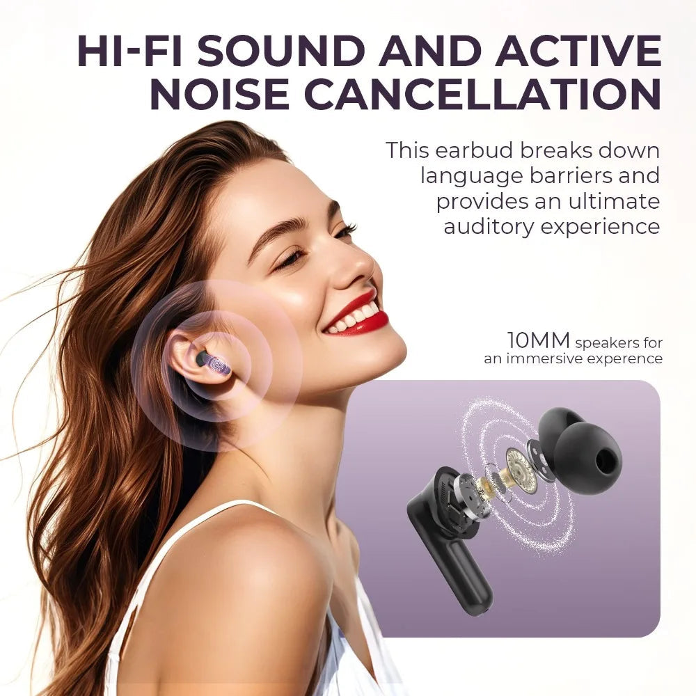 Touch Screen Translation Headphones with Noise Cancelling – Avelora