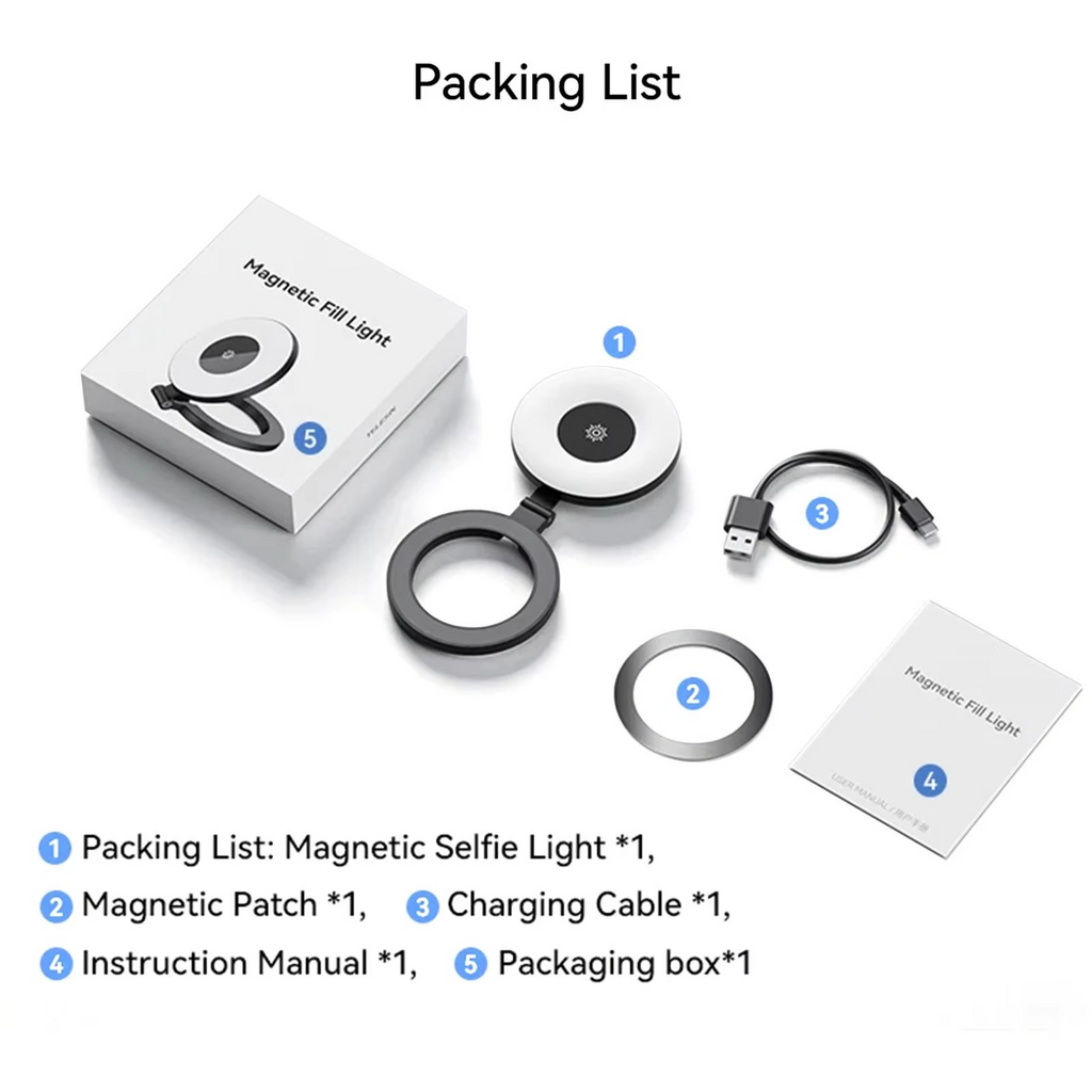 Mini Magnetic Selfie Ring Light - Pocket Clip-On LED Light