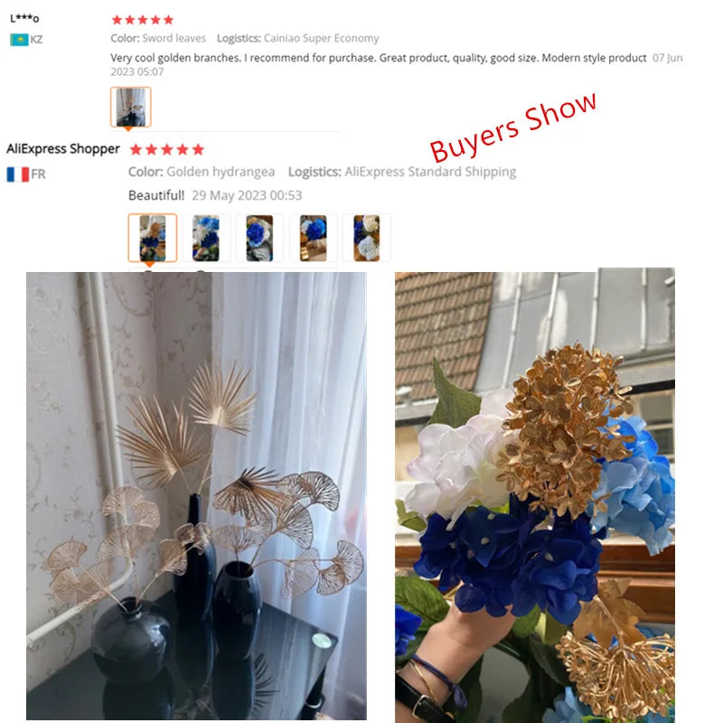Decorative Flower Gold Series | Palm Leaf, Ginkgo & Eucalyptus | Artificial Flower 67–84 cm | Wedding & Christmas